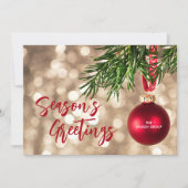 Red Ornament Business Season's Groeten Dank u Feestdagenkaart (Voorkant)