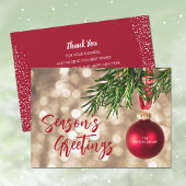 Red Ornament Business Season's Groeten Dank u Feestdagenkaart