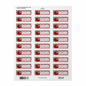 Red Ornament Damask-kerstlabels Etiket (Full Sheet)