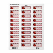 Red Ornament Damask-kerstlabels Etiket (Full Sheet)