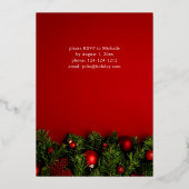 Red Ornament & Garland Holiday Folie Uitnodiging (Achterkant)