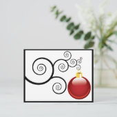 Red Ornament kerstfeestdag Feestdagenkaart (Staand voorkant)