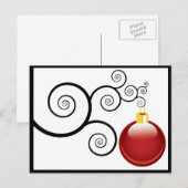 Red Ornament kerstfeestdag Feestdagenkaart (Voorkant / Achterkant)