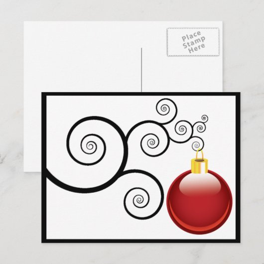 Red Ornament kerstfeestdag Feestdagenkaart (Voorkant / Achterkant)
