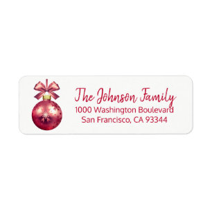 Red Ornament Kerstmis Return-adres Etiket