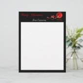 Red Ornament Merry Kerstmis op Black Briefhoofd Ontwerp (Staand voorkant)