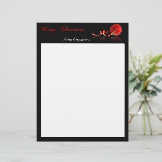 Red Ornament Merry Kerstmis op Black Briefhoofd Ontwerp (Staand voorkant)