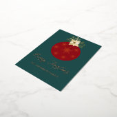 Red Ornament Merry Roos Gold Folie Feestdagen Briefkaart (Gedraaid)