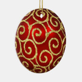 Red Ornament met Gold Swirls (Rechts)