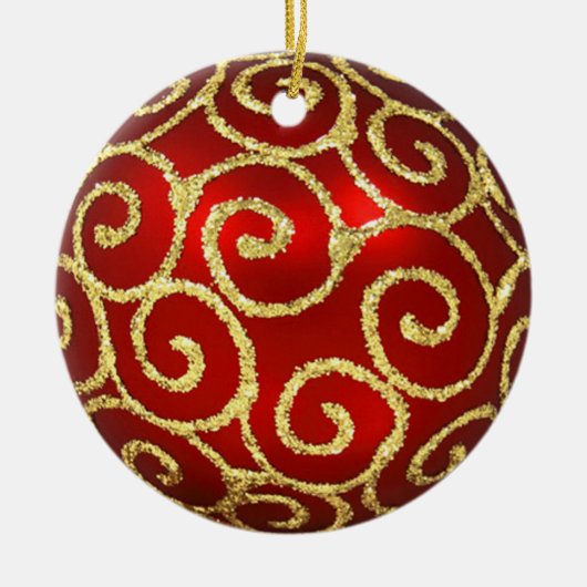 Red Ornament met Gold Swirls (Voorkant)