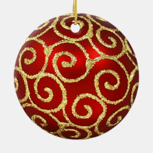 Red Ornament met Gold Swirls (Achterkant)