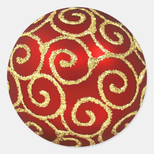 Red Ornament met Gold Swirls Sticker (Voorkant)