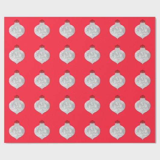 Red Ornament Photo-sjabloon Cadeaupapier (Vlak)