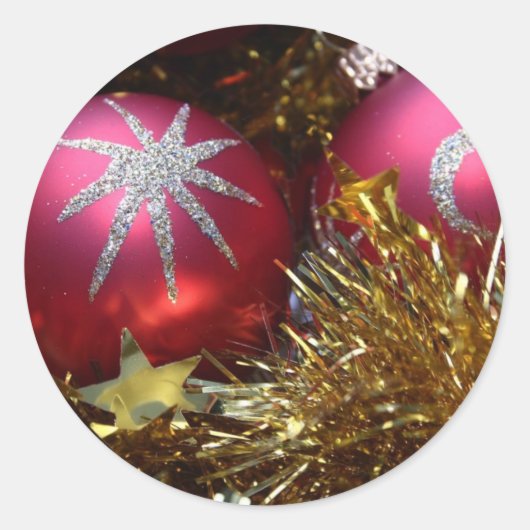 Red Ornament Ronde Sticker (Voorkant)