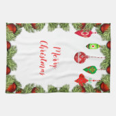 Red Ornamenten kerst Keuken Retro Holiday Theedoek (Horizontaal)