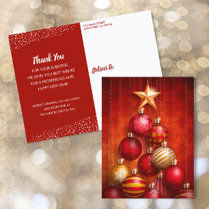 Red Ornaments Business Holiday Briefkaart