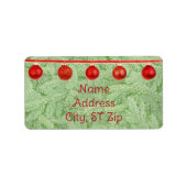 Red Ornaments Green Tree Personal Address Label (Voorkant)