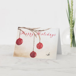Red Ornaments Holiday Card Kaart