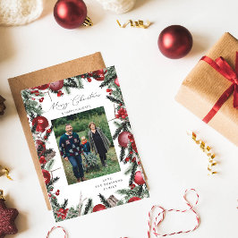 Red Ornaments & Pine Merry-kerstfoto