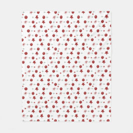 Red Ornaments & Stars Christmas Fleece Blanket Deken