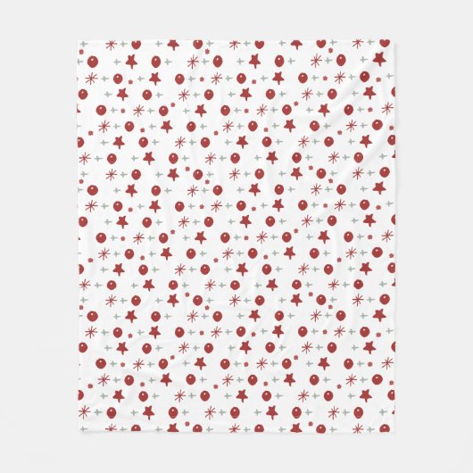 Red Ornaments & Stars Christmas Fleece Blanket Deken (Voorkant)