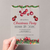 Red Ornaments Unique Christmas Acryl Uitnodigingen (Insitu (Draagbaar))