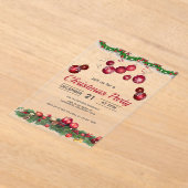 Red Ornaments Unique Christmas Acryl Uitnodigingen (Laagn)