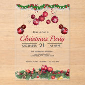 Red Ornaments Unique Christmas Acryl Uitnodigingen (Voorkant)