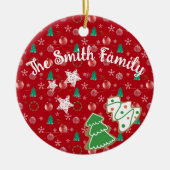 Red Ornaments & Watercolor Pines Christmas  Keramisch Ornament (Voorkant)