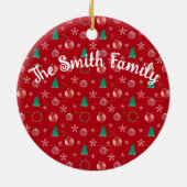 Red Ornaments & Watercolor Pines Christmas  Keramisch Ornament (Achterkant)