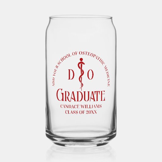 Red Osteopathic Medical School Afstuderen Blikvorm Glas (Voorkant)