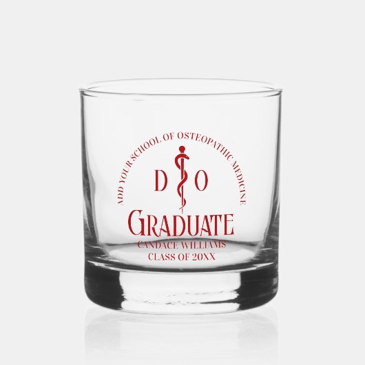 Red Osteopathic Medical School Afstuderen Whisky Glas (Voorkant)