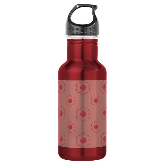 Red Outlining Cartoon Flower Pattern Waterfles (Voorkant)