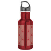 Red Outlining Cartoon Flower Pattern Waterfles (Achterkant)
