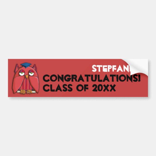 Red Owl Afstudeerder Red Birthday Bumpersticker (Voorkant)