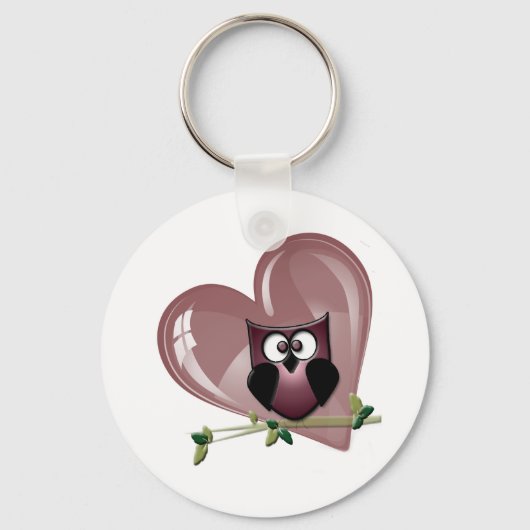 Red Owl and Heart Valentijns Gifts Sleutelhanger (Voorkant)