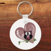 Red Owl and Heart Valentijns Gifts Sleutelhanger (Voorkant)