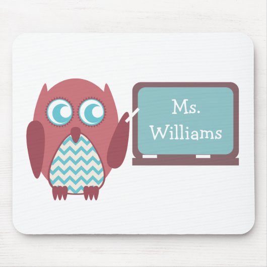 Red Owl Blue Chevron leraar op het bord Muismat (Voorkant)