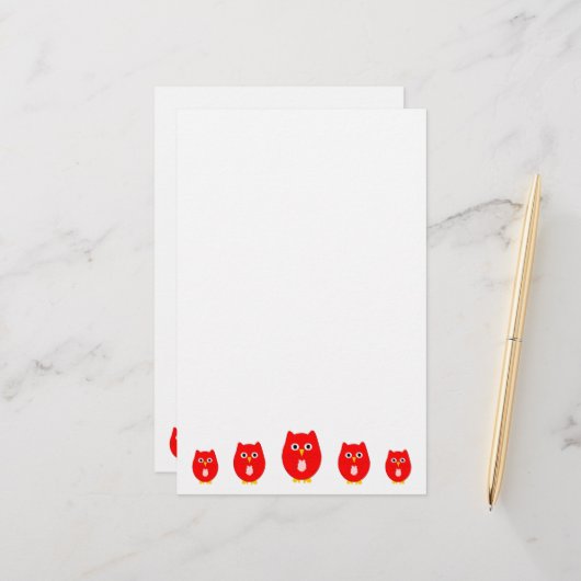 Red Owl Design Briefpapier (Voorkant / Achterkant in situ)