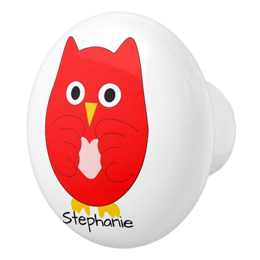 Red Owl Design Personalised Keramische Knop (Rechts)