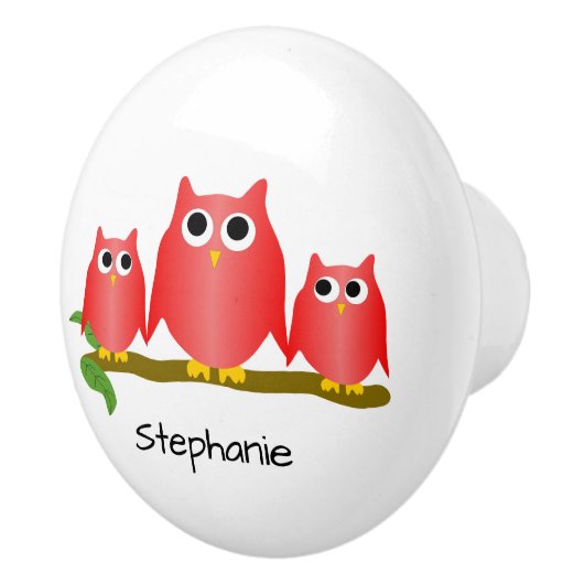 Red Owl Design Personalised Keramische Knop (Rechts)
