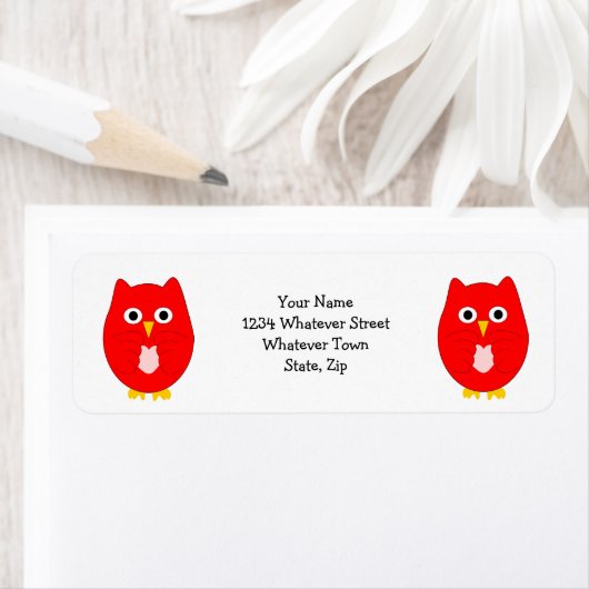 Red Owl Design Return Address Etiket (Insitu)