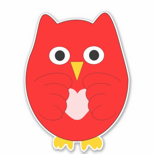 Red Owl Design Sticker (Voorkant)