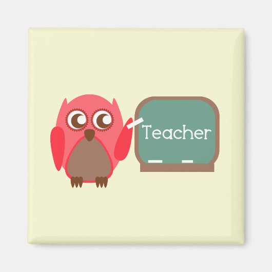 Red Owl leraar op het bord van Chalkboard Magneet (Voorkant)