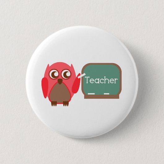 Red Owl leraar op het bord van Chalkboard Ronde Button 5,7 Cm (Voorkant)
