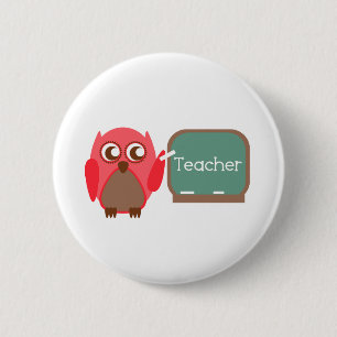 Red Owl leraar op het bord van Chalkboard Ronde Button 5,7 Cm