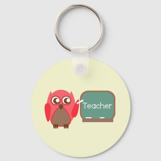 Red Owl leraar op het bord van Chalkboard Sleutelhanger (Voorkant)
