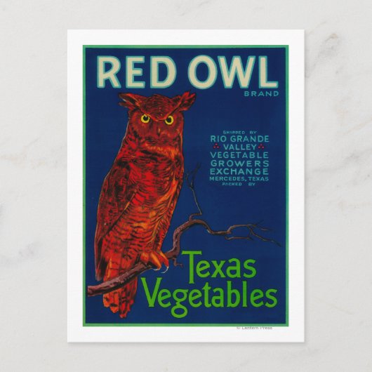 Red Owl Vegetable Label Briefkaart (Voorkant)