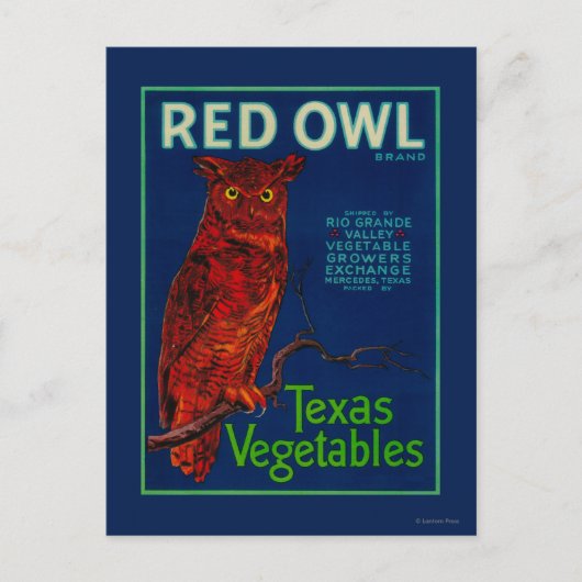 Red Owl Vegetable Label Briefkaart (Voorkant)