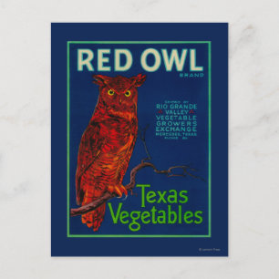Red Owl Vegetable Label Briefkaart